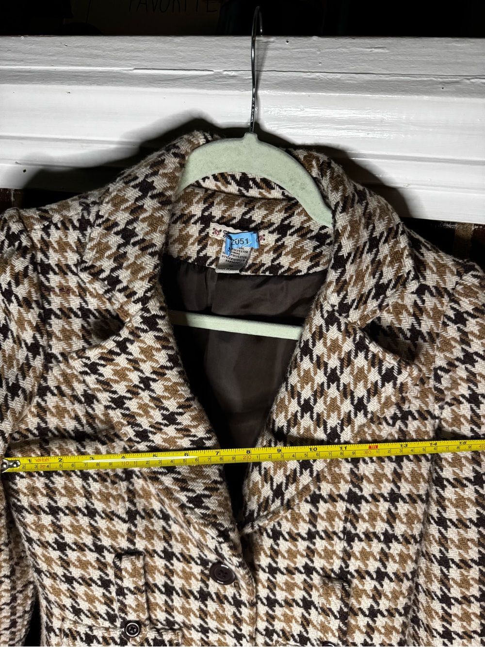 Vintage “Forever” Houndstooth Women's Blazer - Brown, Tan & Creme - Picture 4 of 7